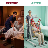 AuroraCare Pro Electric Patient Lift Hoist with Premium Sling System — Before & After