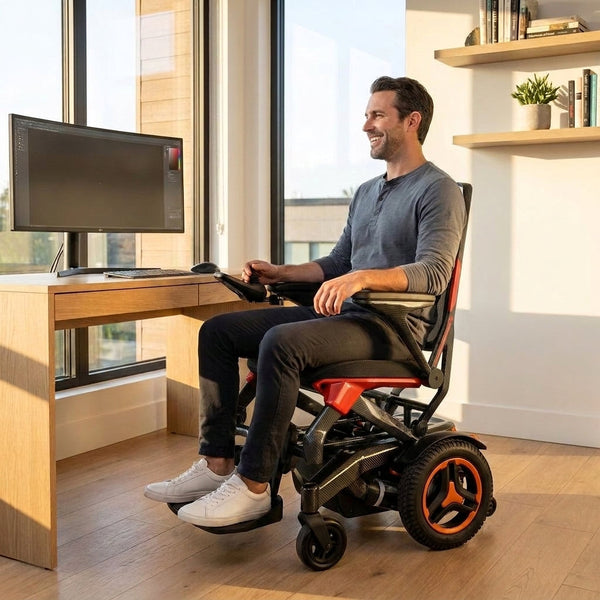 Power Wheelchair Built for Performance, Carbon Fiber Frame, Dual Motor System, Responsive Joystick Control